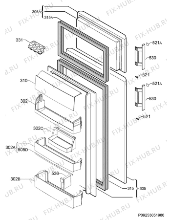 Взрыв-схема холодильника Electrolux EJF3310AOW - Схема узла Door 003